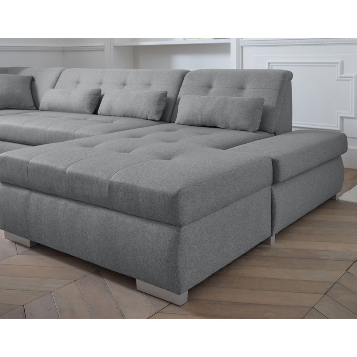 Vermont - canapé panoramique d'angle gauche - 7 places - XXL - Gris clair