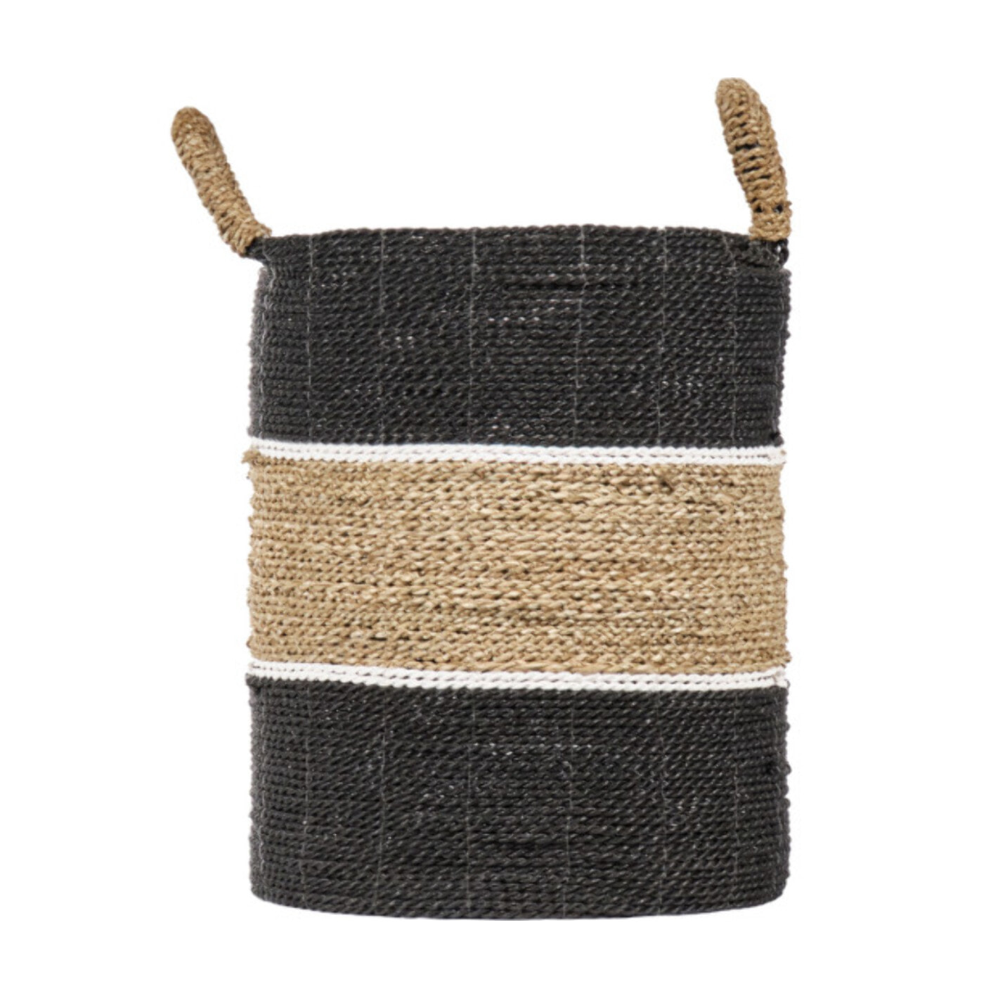 Panier rond en jonc de mer et raphia - HOOK