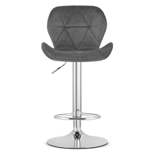 Sgabello alto West in velluto grigio con base cromata