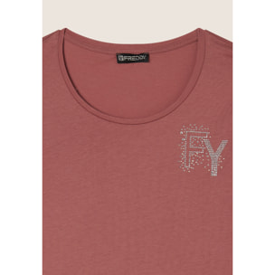 T-Shirt in jersey modal con Logo FY e Dettagli in Strass