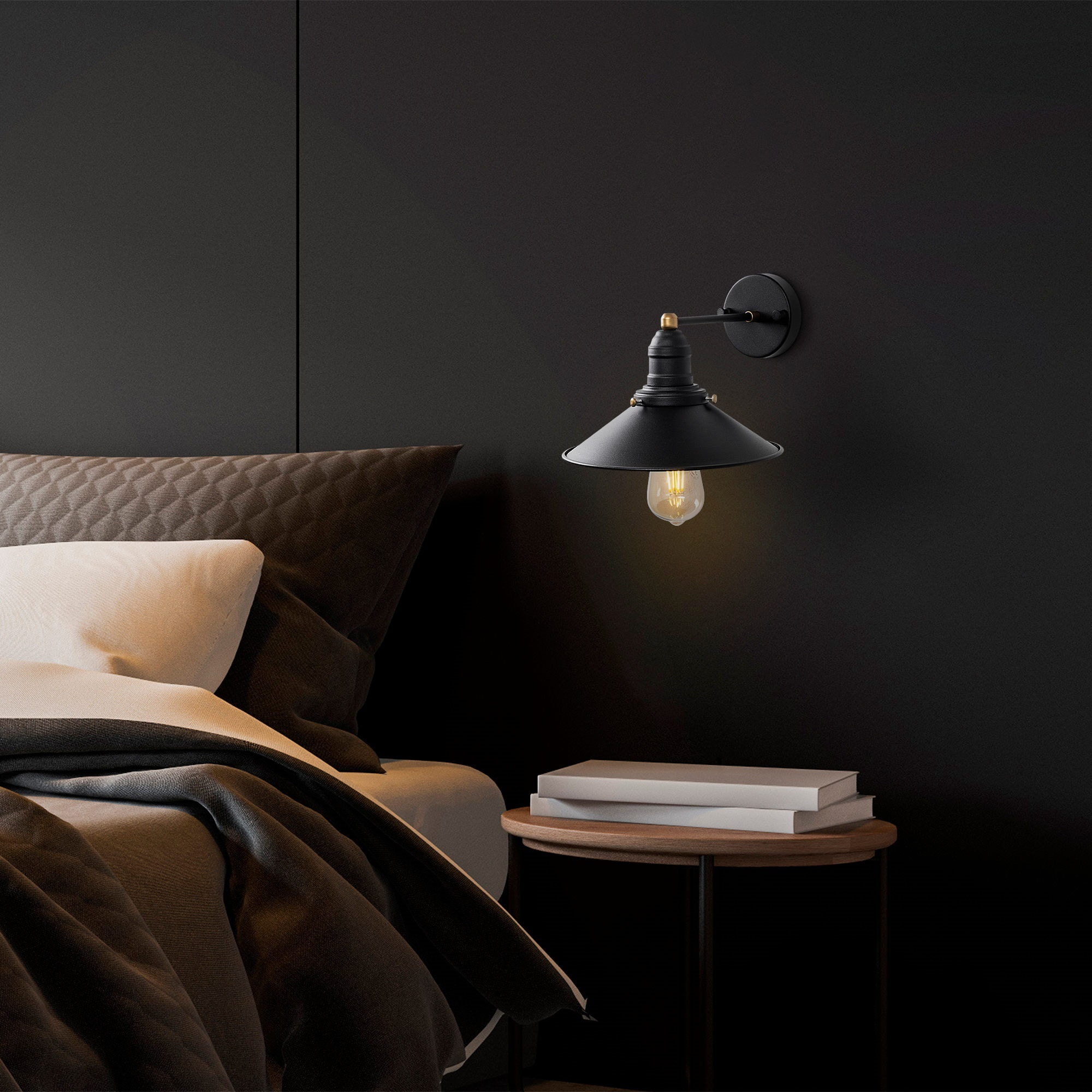 Aplique de pared, metal , negro, 24x27x20, casquillo E27 Max 40 W