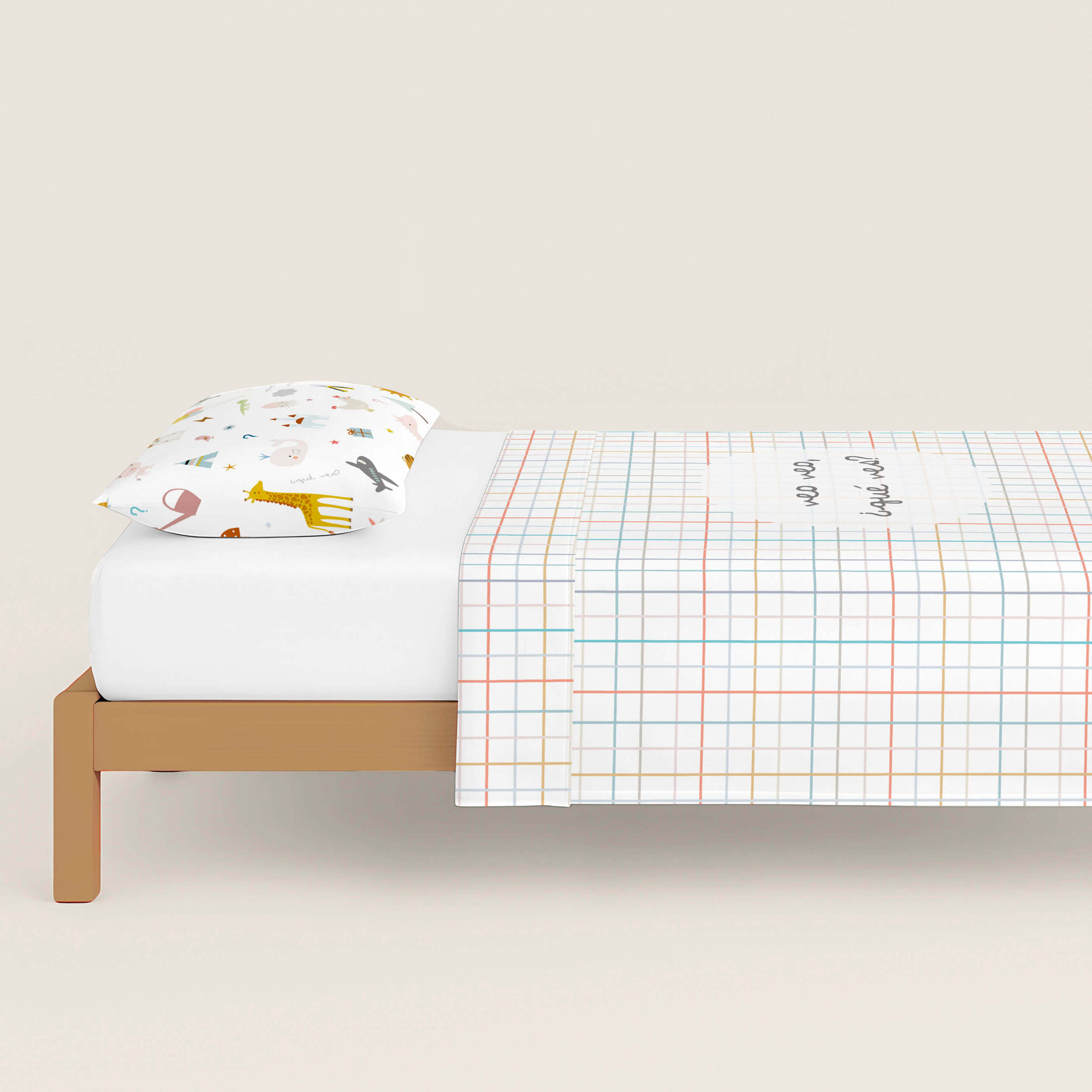 Funda Nórdica Estampada - Reversible - Infantil - Cierre Solapa - 100% Algodón - Incluye 1 Funda de Almohada - Veo Veo