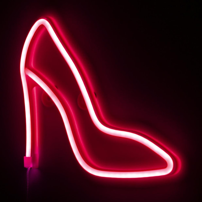 Ciondolo rosso neon, design scarpa con tacco alto.