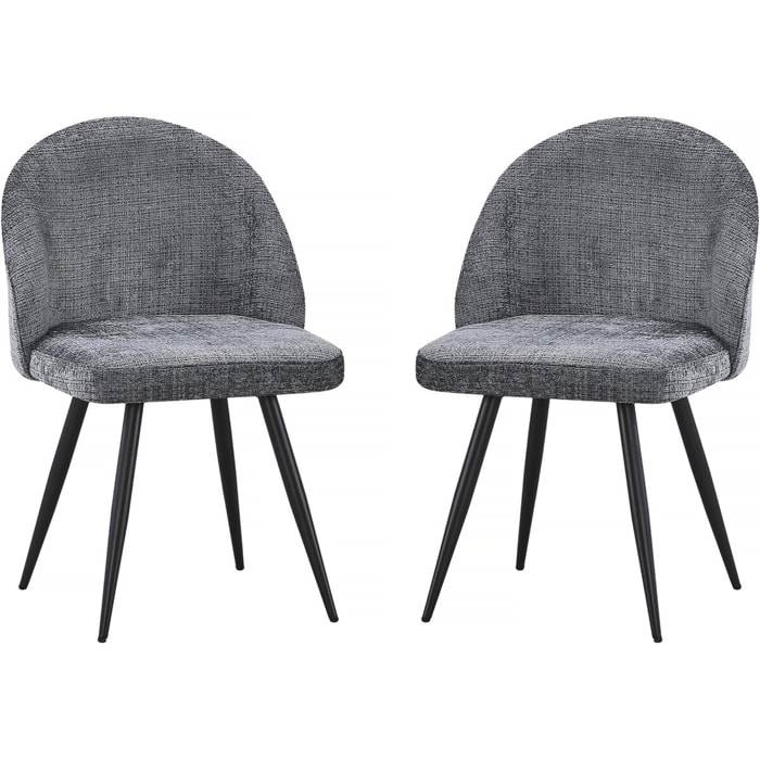 Lot de 2 chaises en tissu "Samuel" - 53 x 51 x 82 cm - Gris