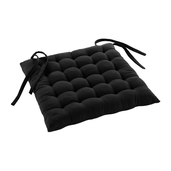 Assise matelassée en coton et polyester recyclé - Noir
