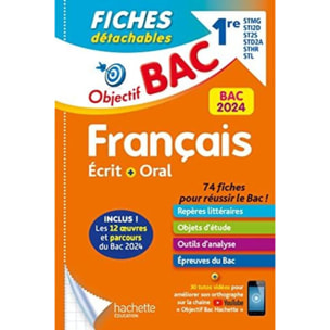 Pinçon, Amélie | Objectif BAC 2024 Fiches détachables Français 1res STMG - STI2D - ST2S - STL - STD2A - STHR, BAC 202 | Livre d'occasion