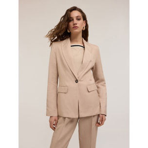 Motivi - Blazer cruzado de mezcla de lino - Beige