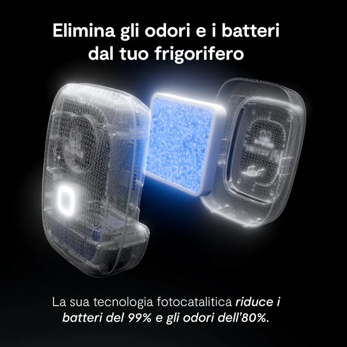 Shelfy, purificatore per frigorifero che riduce cattivi odori, batteri ed estende la freschezza del cibo