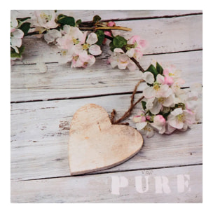 Toile imprimée coeur 28x28cm