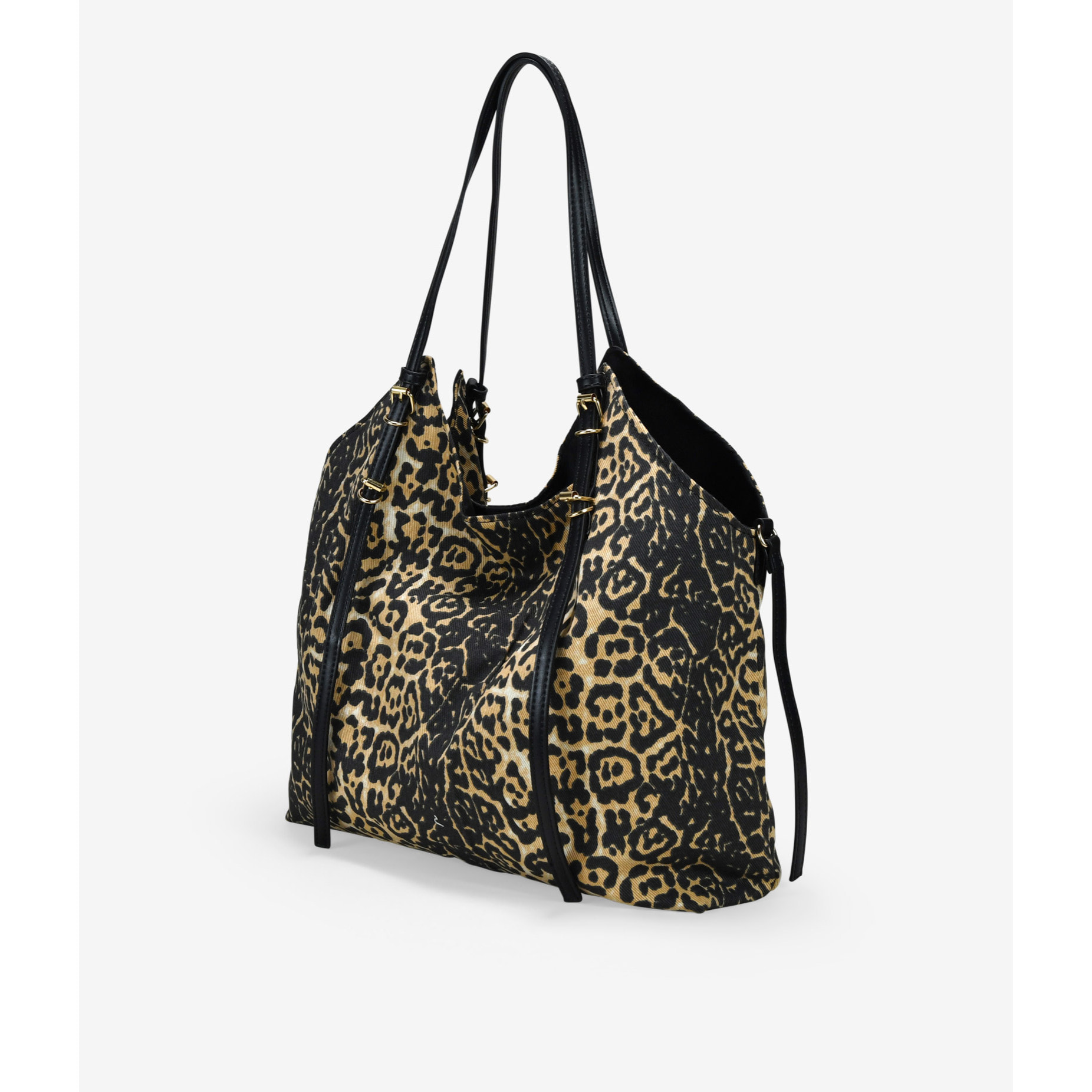 Bolso de hombro leopardo con hebillas metálicas