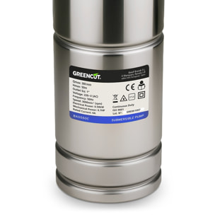 Bomba sumergible de 550 W con caudal máximo de 30 L/min y altura de bombeo hasta 50 m, ideal para aguas claras y pozos - GREENCUT BAS550C