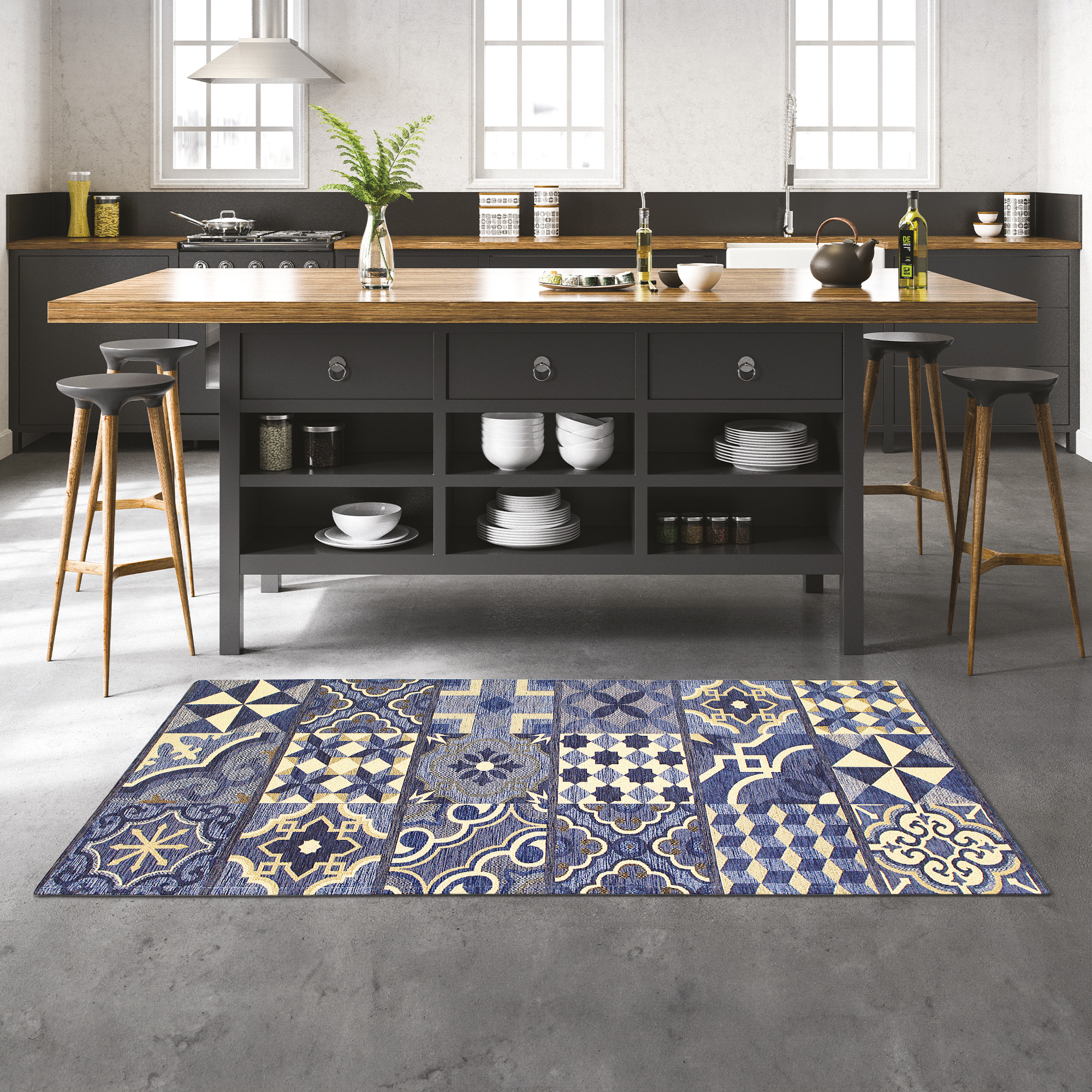 TAPPETO DA CUCINA CEMENTINE RUGGINE