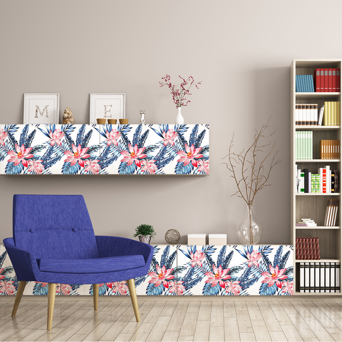 Sticker meuble tropical fleurs de lotus 60 x 90 cm