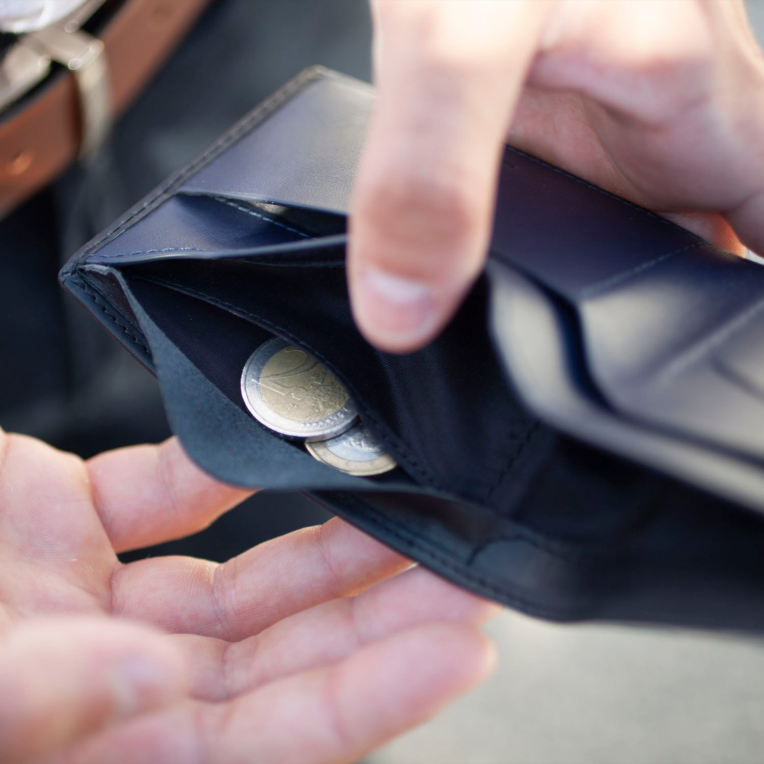 Cartera Hombre Piel Jaslen Lyon Negro-Azul