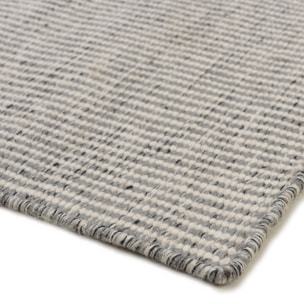 QUENTIN - Tapis rect 200x290cm en laine tissée couleur blanc/gris chiné