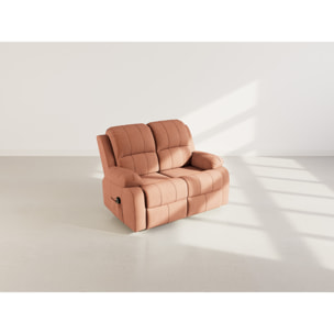 Armand - Canapé 2 places relax électrique en velours côtelé - Terracotta