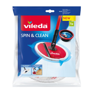 Vileda - Pack de 3 - Recharge Spin & Clean - Microfibre officielle de rechange pour balai Vileda