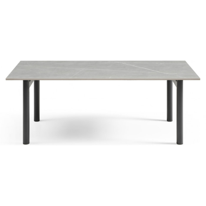 Table basse en céramique 120x60cm marbre grey pieds métal - UNIK