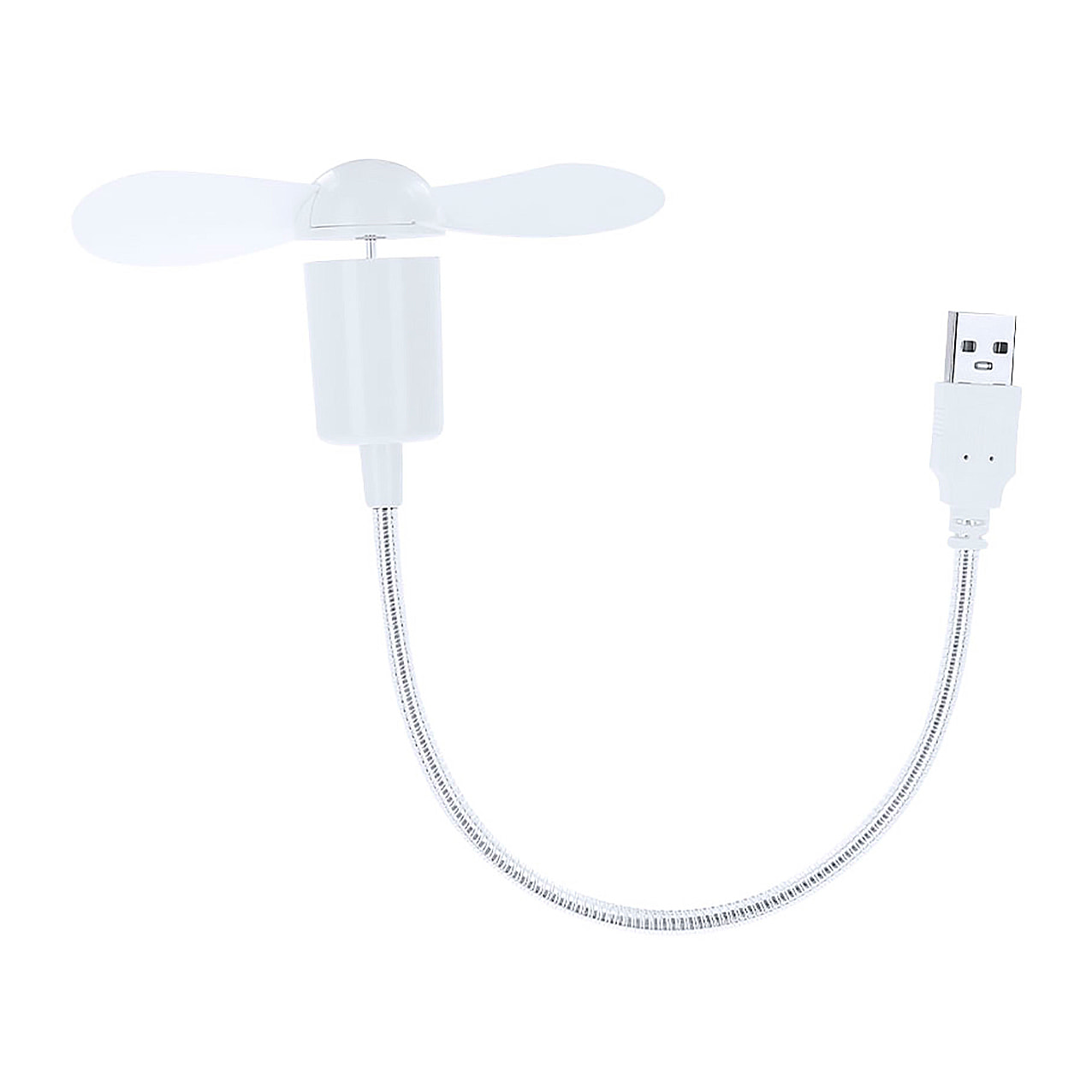 Ventilador flexible compatible con USB y USB-C, con cuello orientable para dirigir el flujo de aire. Compacto, ligero y sin necesidad de baterías, ideal para smartphones, portátiles y baterías externa