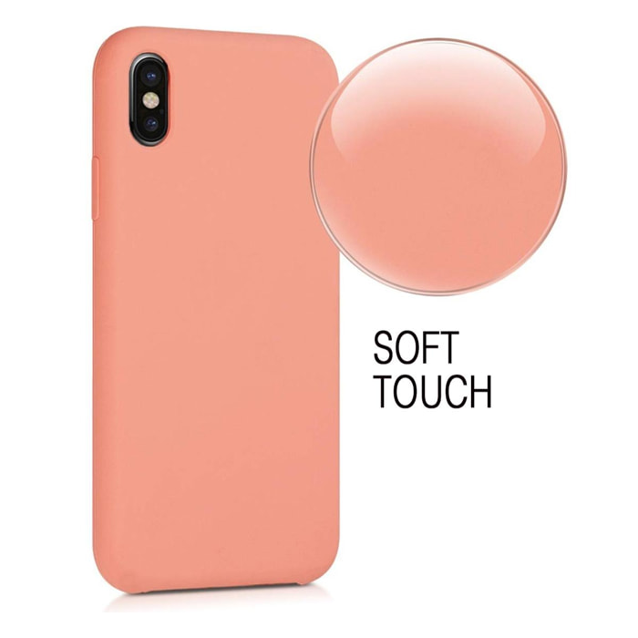 Coque iPhone X/XS Silicone Liquide toucher doux, Anti Chocs Corail
