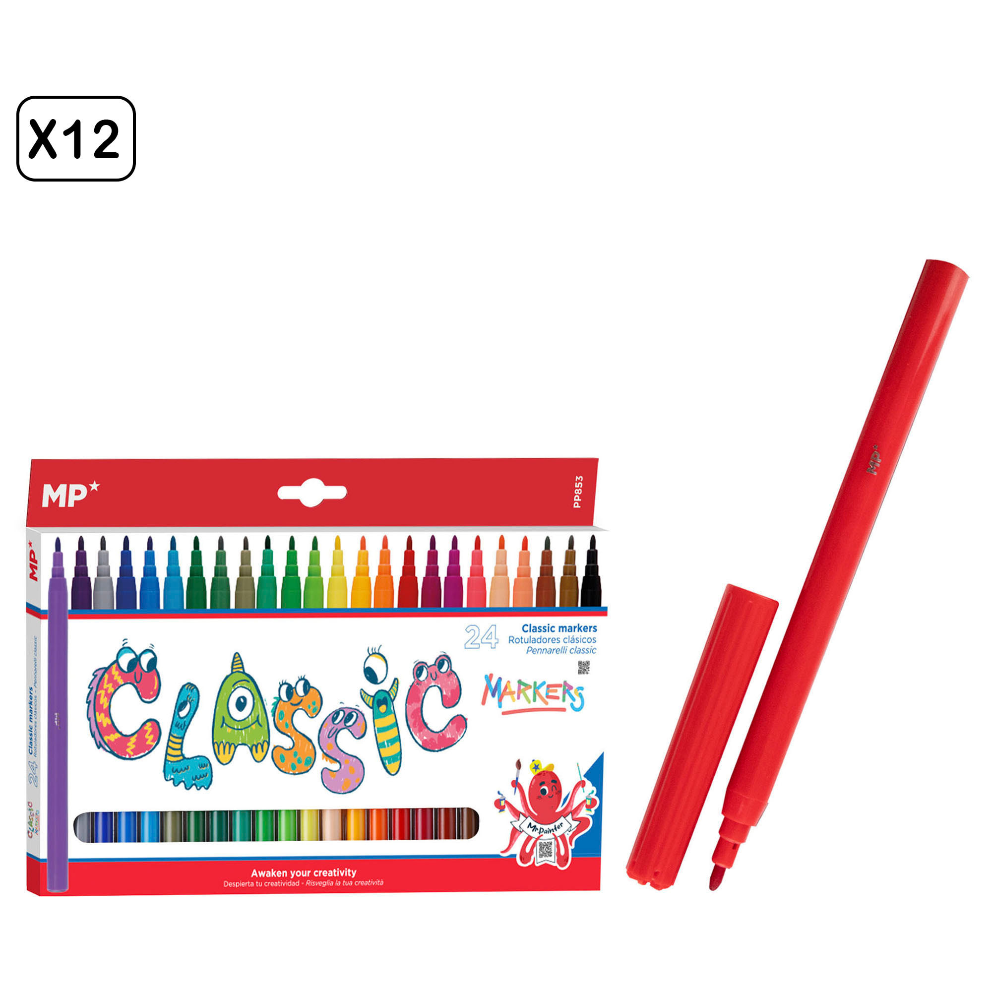 12 PACKS DE ROTULADORES CLÁSICOS 24 Uds.