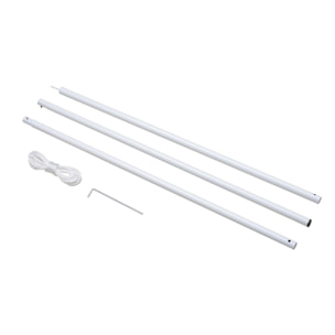 Mât de fixation pour voile d'ombrage - poteau pour voile d'ombrage - démontable 3 parties - hauteur réglable, accessoires fournis - Ø 2,5 cm x 3H m - métal blanc