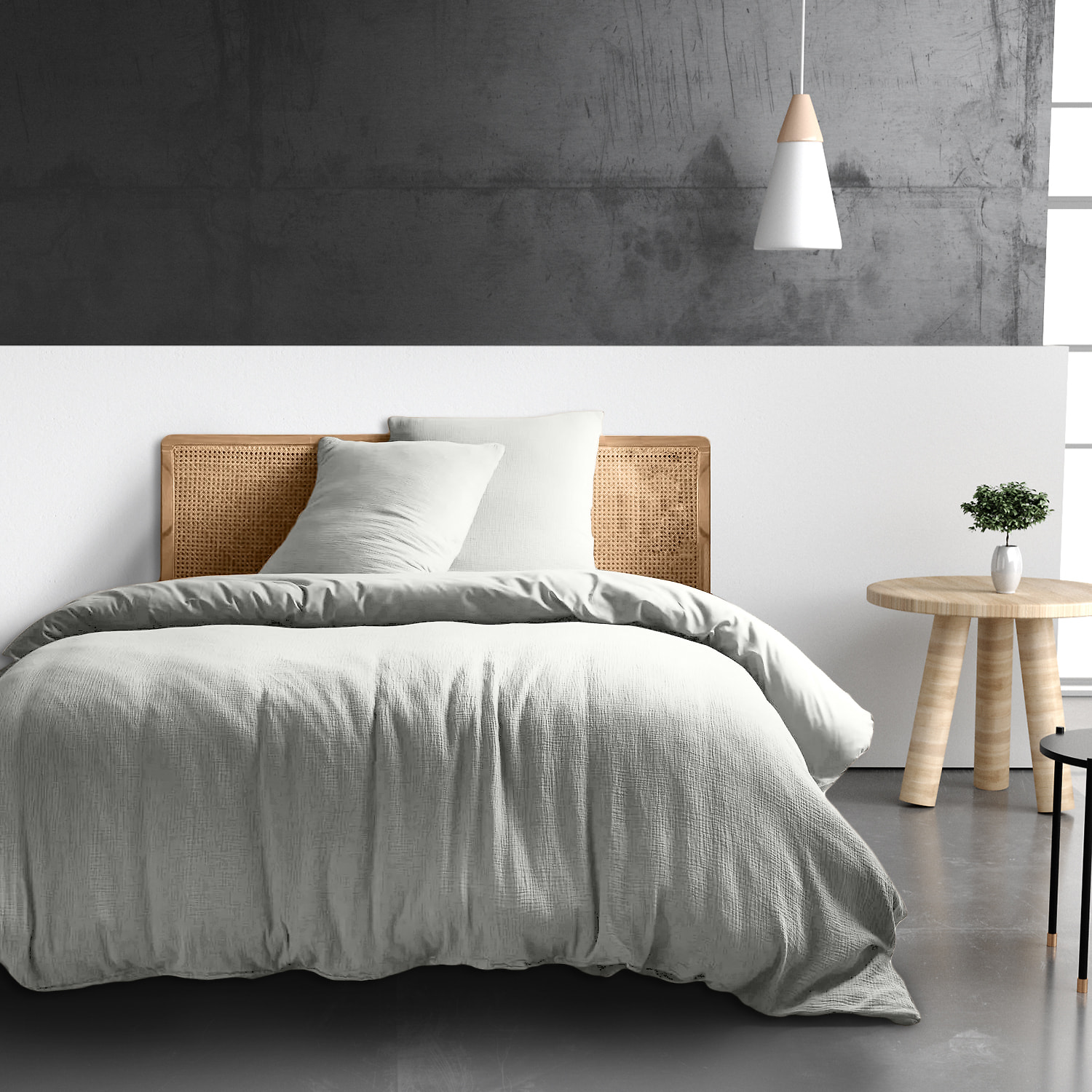 Housse de couette gaze de coton gris glacier