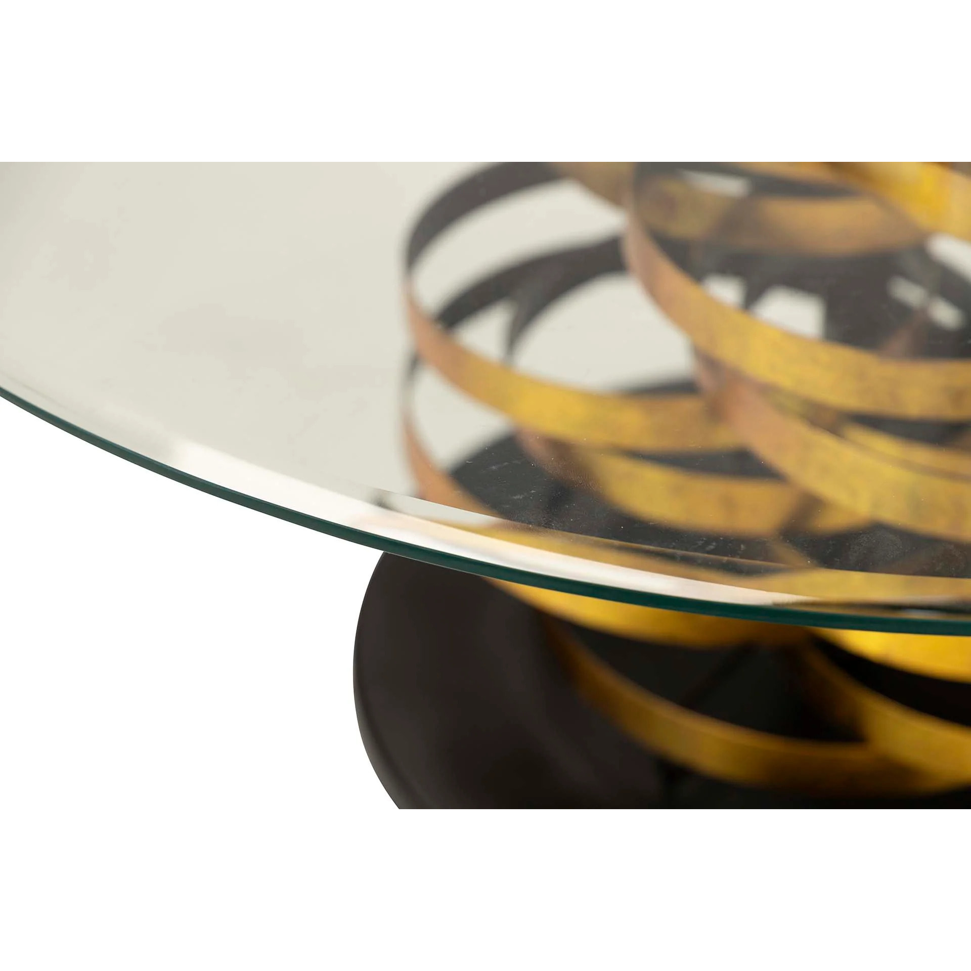 Mesa Auxiliar Metal Cristal Dorado Yuku 92x92x50 Cm