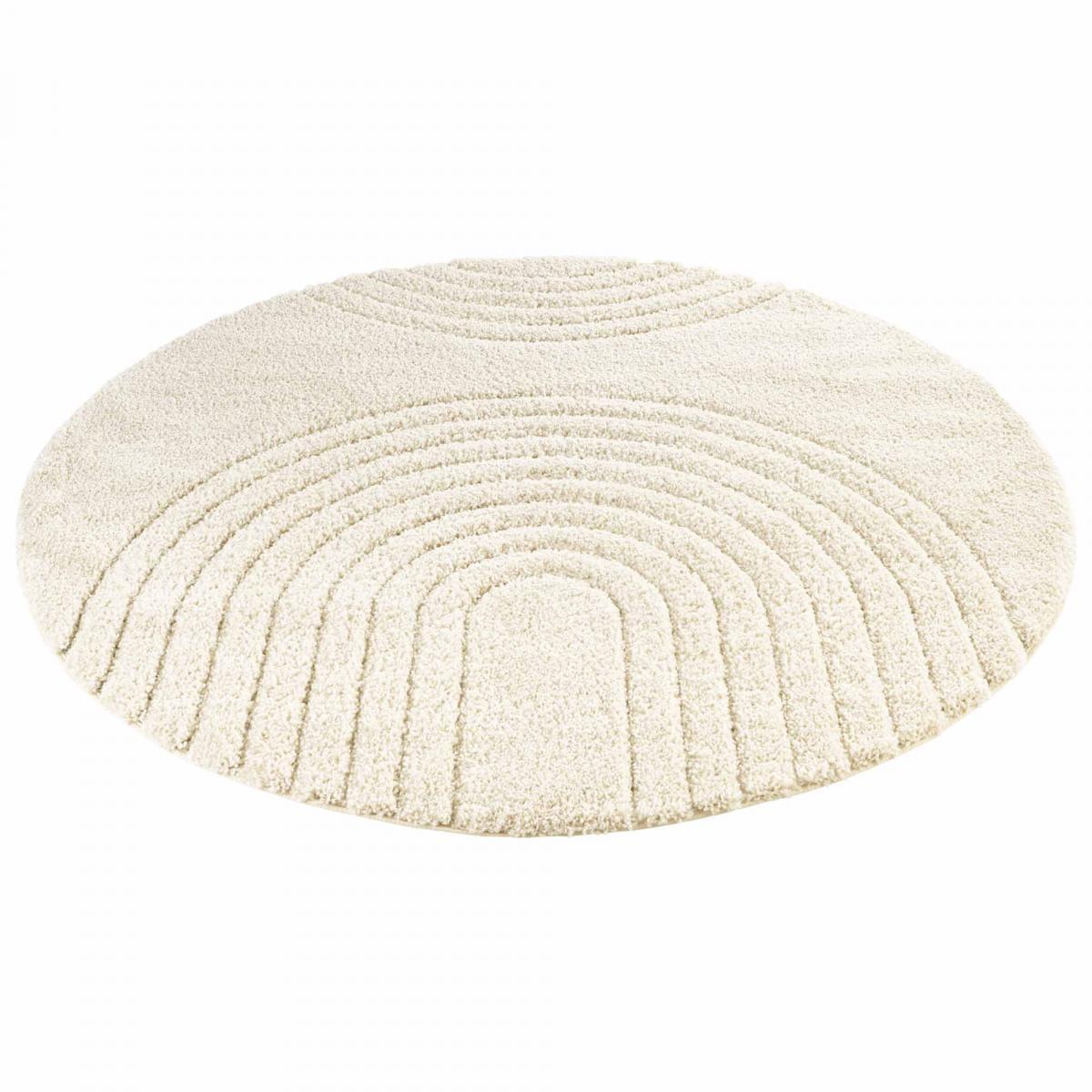 Tapis rond motif rond, forme ronde, structure relief, FERGUS, tissé