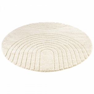 Tapis rond motif rond, forme ronde, structure relief, FERGUS, tissé