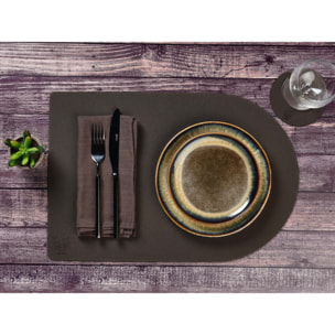 Sous-verre rond réversible - 6 pièces - Cuir recyclé orange et chocolat