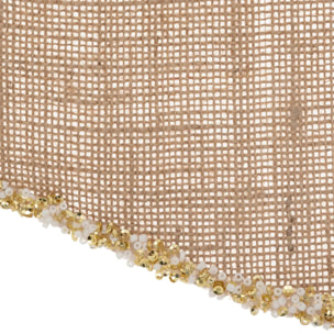 Noeud déco givré 28x34cm jute beige
