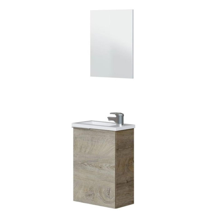 Mueble de baño Compact 40 con espejo y lavabo Roble Alaska