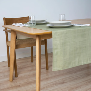 Chemin de table 100 % coton Lesa 125 3 - Vert 50x150 cm