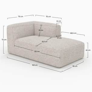 Méridienne d'angle à droite pour canapé modulable en tissu beige - Hestia