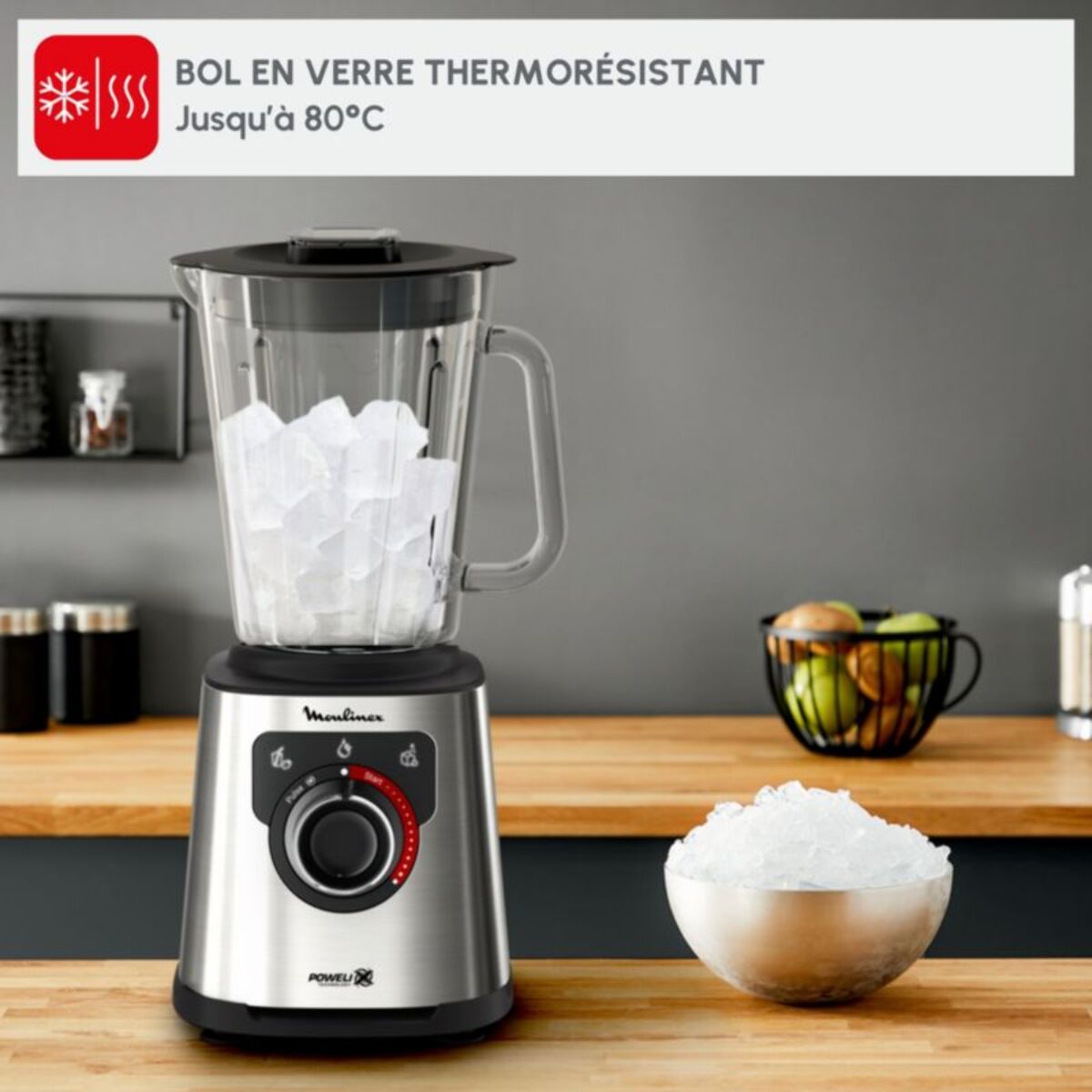 Blender MOULINEX perfect mix LM871D10 noir et metal