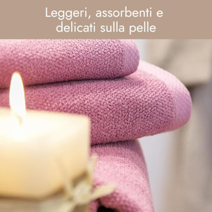 INTRECCI HOME Set Bagno 2 Asciugamani Ospite, in Puro Cotone 500 g,Morbidezza Extra, Assorbenza Superiore, Elegante e Durevole