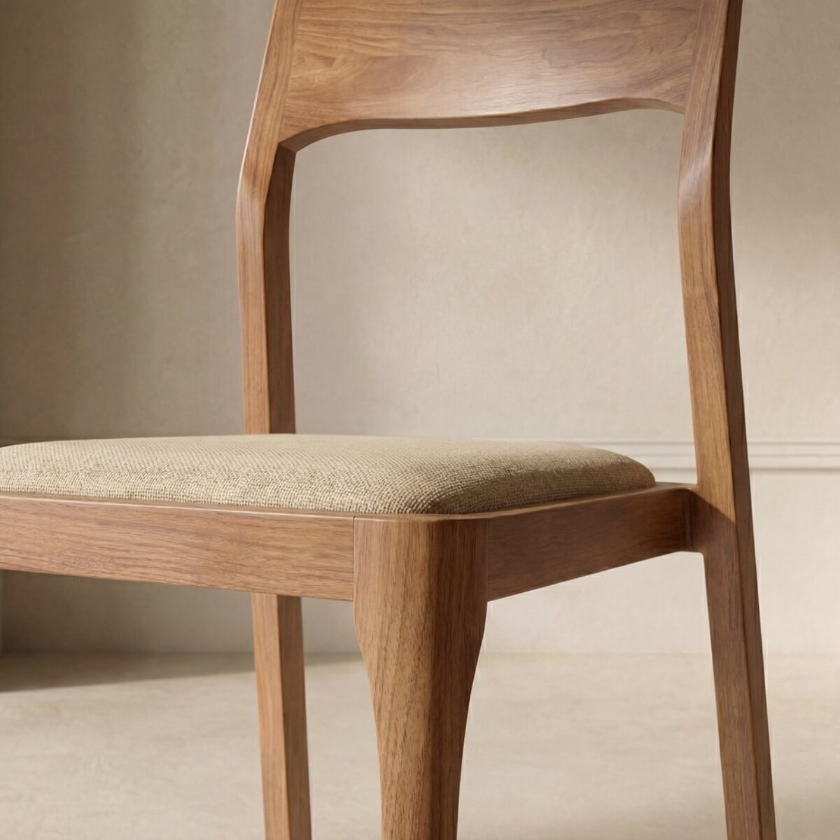 Chaise Nory -bois massif d'hévéa et tapisserie en tissu-couleur noyer 42 x 83 x 54 cm