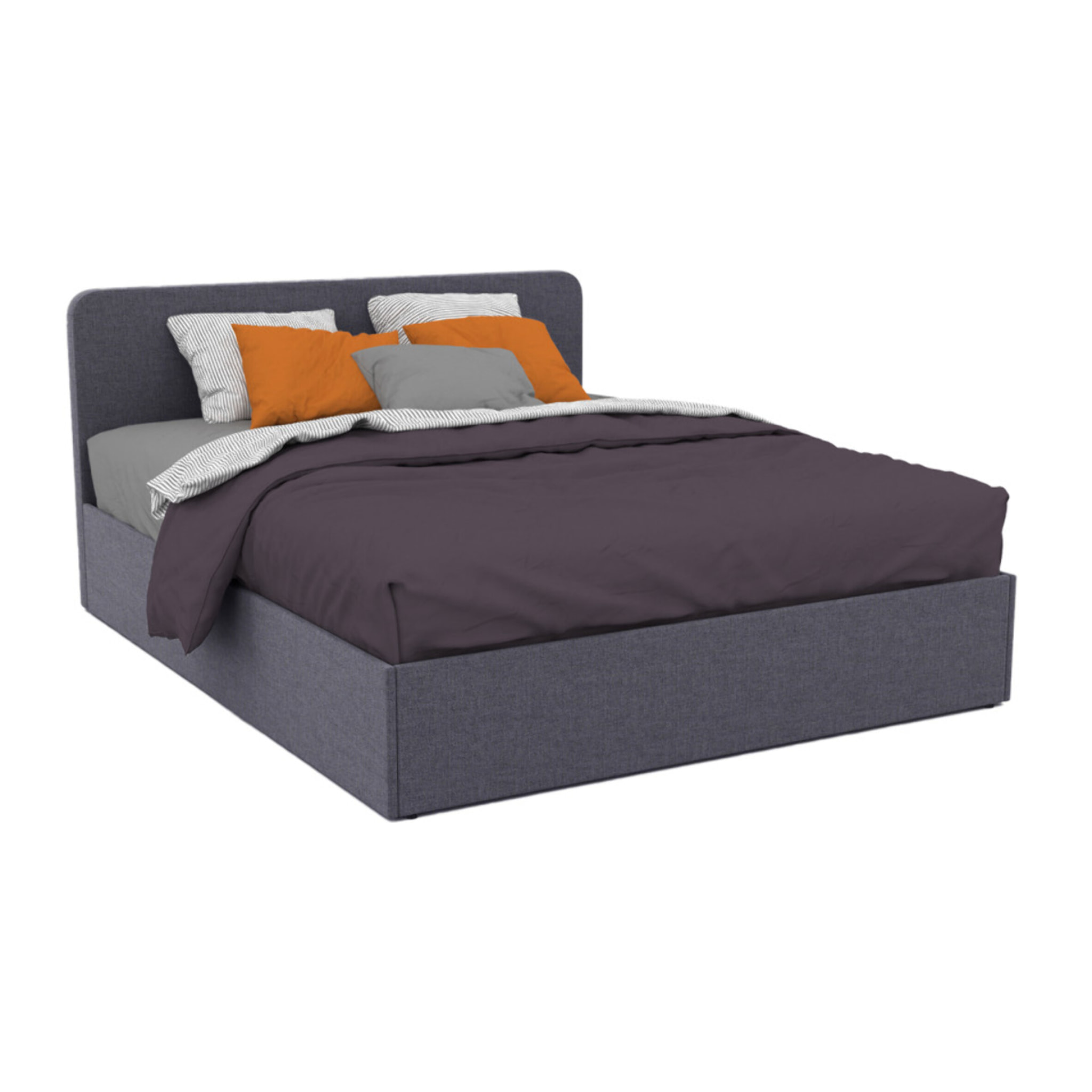 Lit avec tete de lit arrondie Louise - Gris