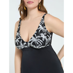 Fiorella Rubino - Top Tankini con stampa tropicale - Nero