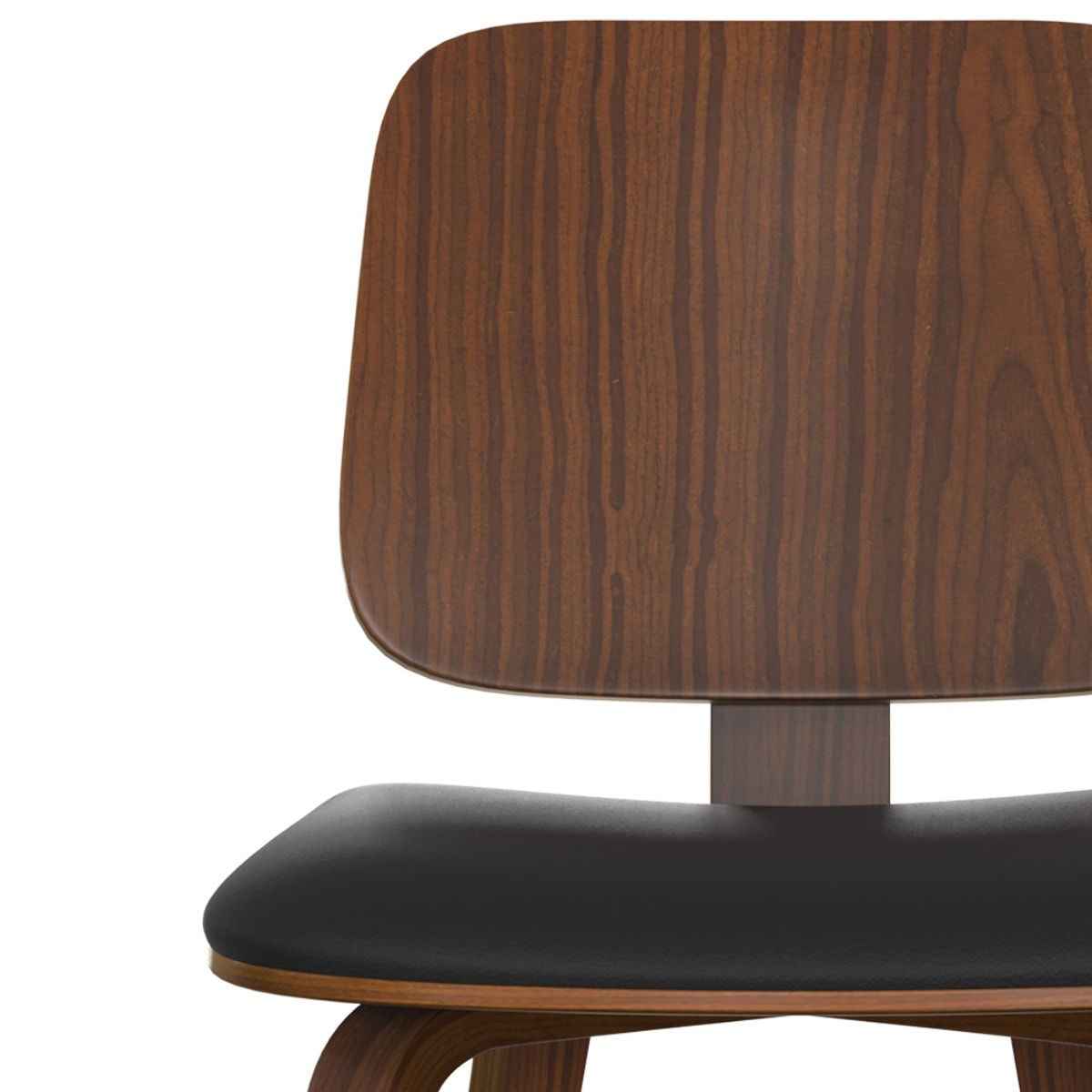 Lot de 2 chaises en bois plaqué noyer et PU noir - Flow