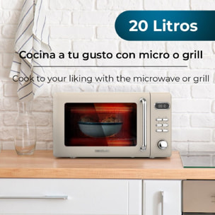 Cecotec Microondas Digital con Grill de 20 L Proclean 5110 Retro Beige. 700 W en