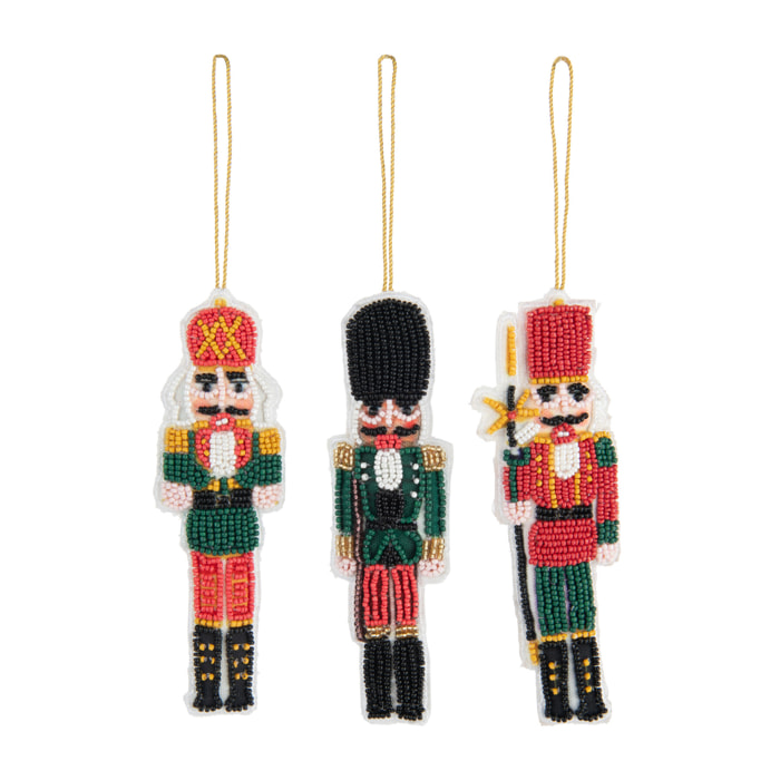 J-Line suspension Casse-noisette Perles - textile - rouge foncé/vert foncé - lot de 3