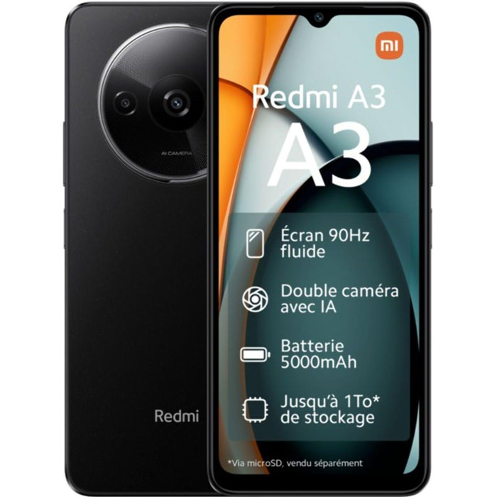 Smartphone XIAOMI Redmi A3 Noir 128Go