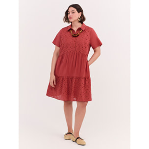Fiorella Rubino - Vestido con volantes Smile en color sangallo - Naranja sol