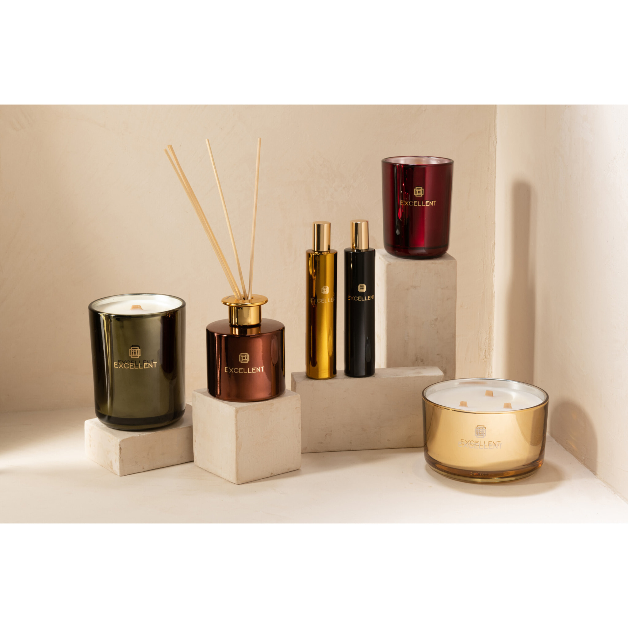 J-Line parfum de maison Excellent - Golden Honey - verre - ocre