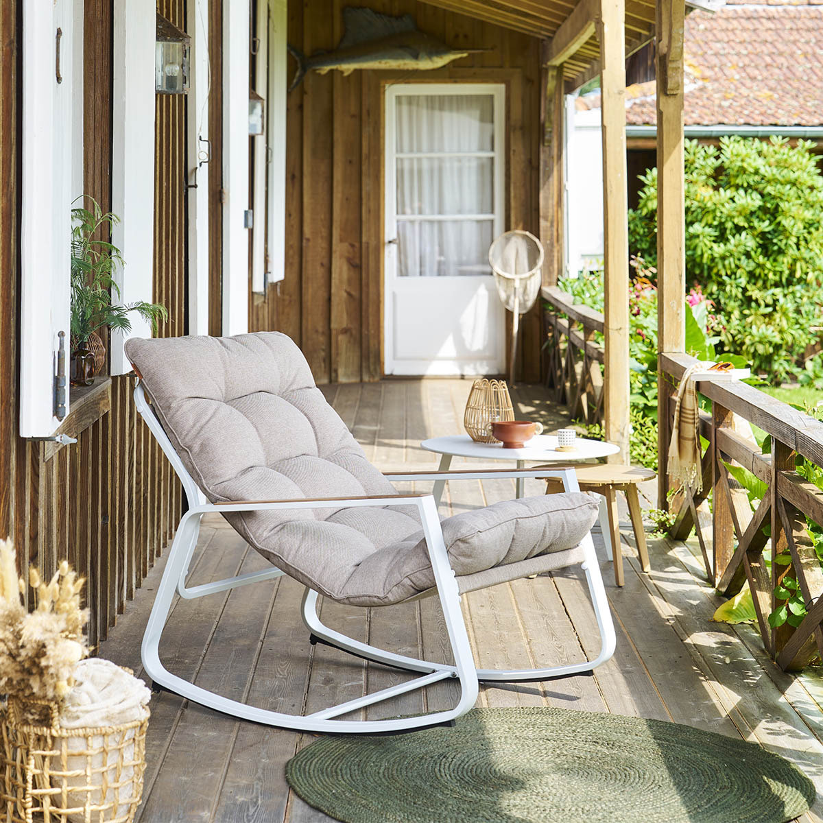 Fauteuil à bascule de jardin "Felinio" taupe