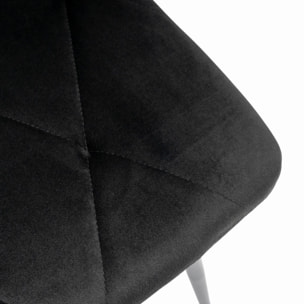 Set di 4 sedie CUENCA in tessuto effetto velluto nero e gambe nere