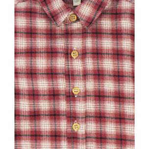 Camisa cuello camisero cuadros granate