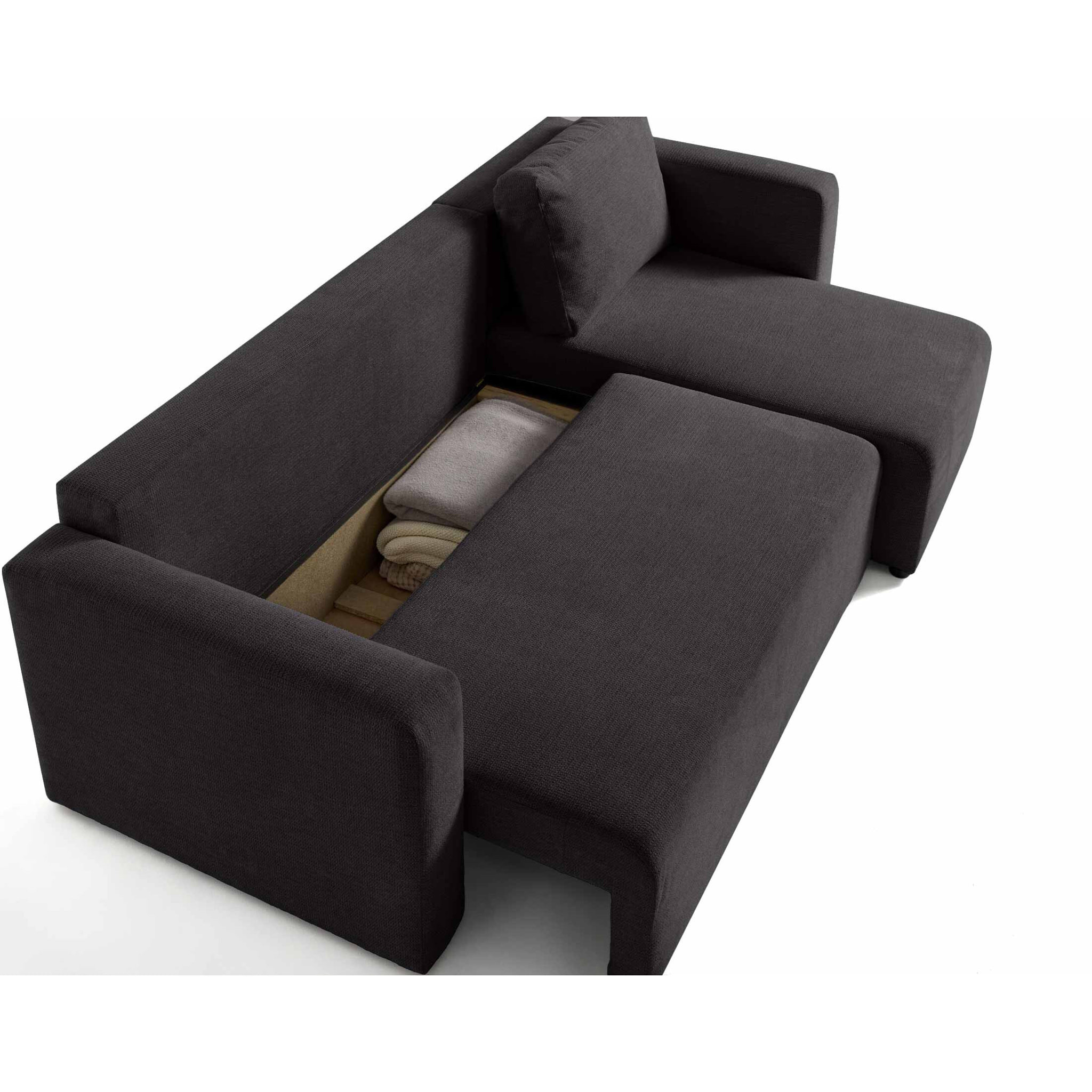 Canopy - canapé d'angle réversible - 4 places - convertible avec coffre - en tissu texturé - Gris foncé